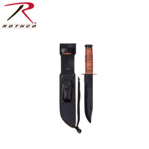Rothco Military Fighting Utility Knife With Leather Handle